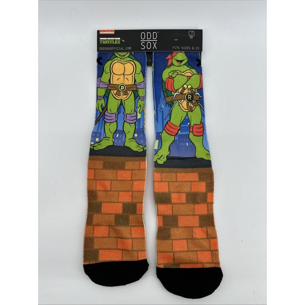 Odd Sox Ninja Turtles Crew Socks Nickelodeon Unisex Size US 6-13 Cartoon 90s New
